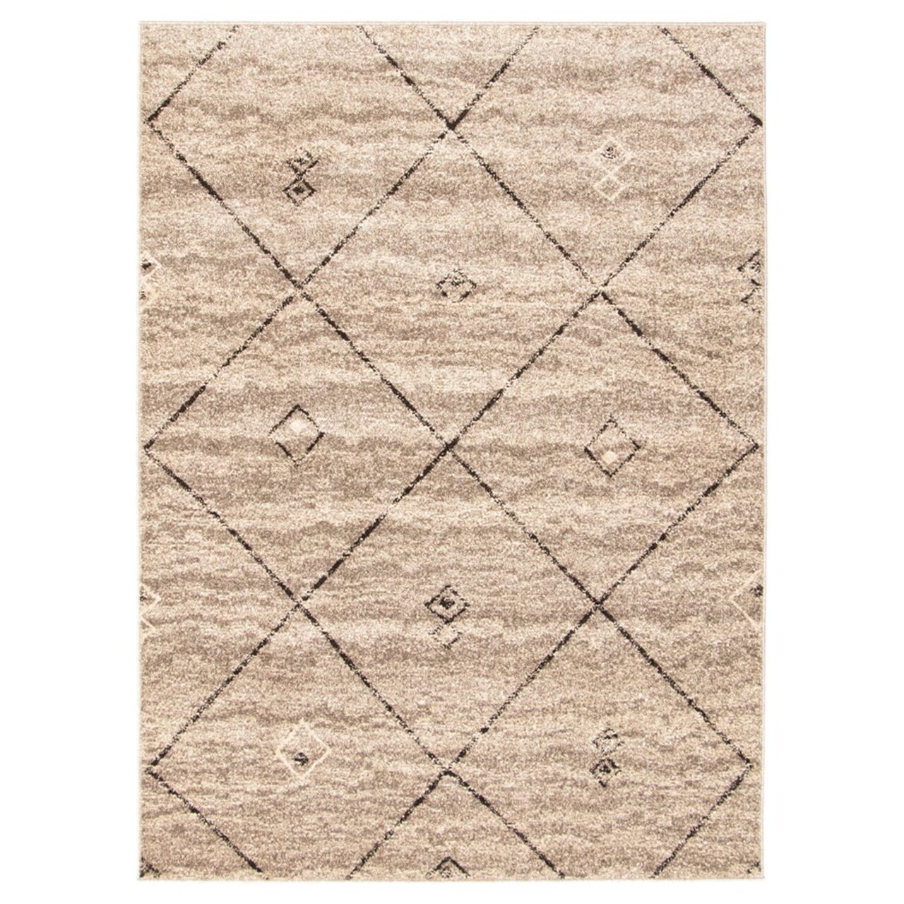 Chaudhary Living 6.5' x 9.5' Moroccan Diamond Rectangular Area Throw Rug - Gray and Brown